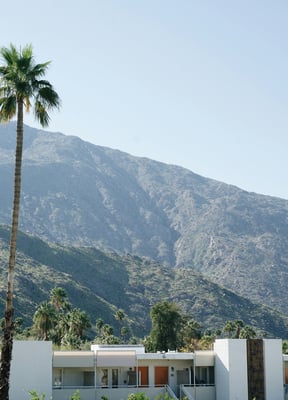 Palm Springs mid-century neighborhood with mountains