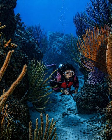 Dive boat over the Mesoamerican Barrier Reef off Roatán