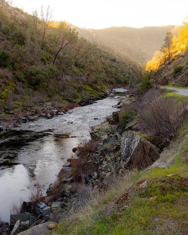 West Walker River at golden hour morning light