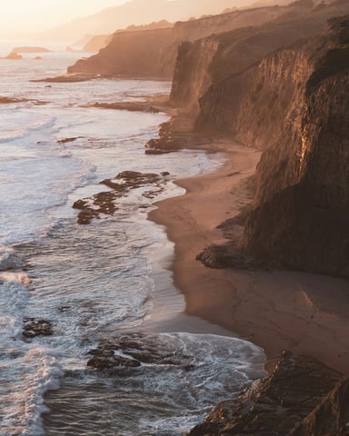 California coastal cliffs at golden hour sunset