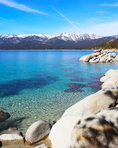 Sand Harbor Lake Tahoe turquoise water granite boulders