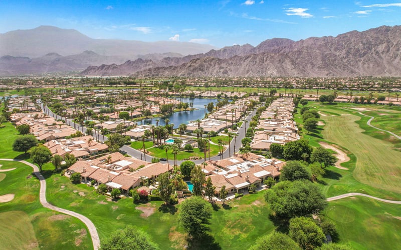 PGA West championship fairways beneath the Santa Rosa Mountains