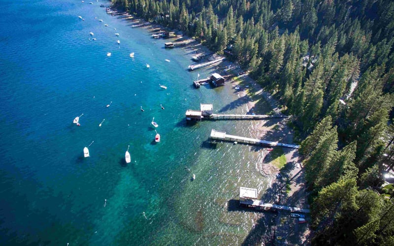 Lake Tahoe shoreline in afternoon light