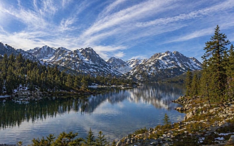 Eastern Sierra mountain road and open high-desert valley