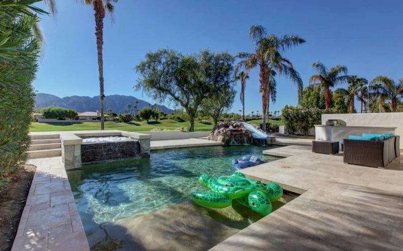 PGA West fairway pool with mountain views