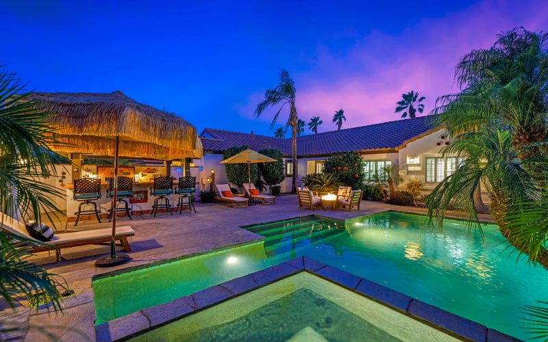 La Quinta pool at dusk